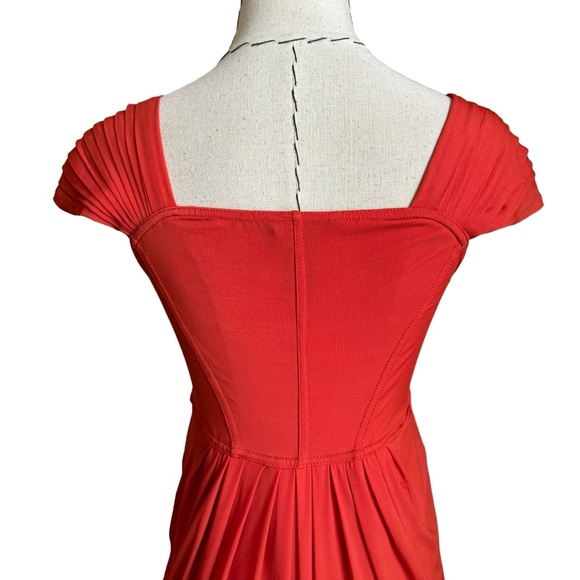 Vintage 90s Y2K Donna Karan Orange Pleated Draped Dress sz Small Made in Italy - Picture 10 of 15